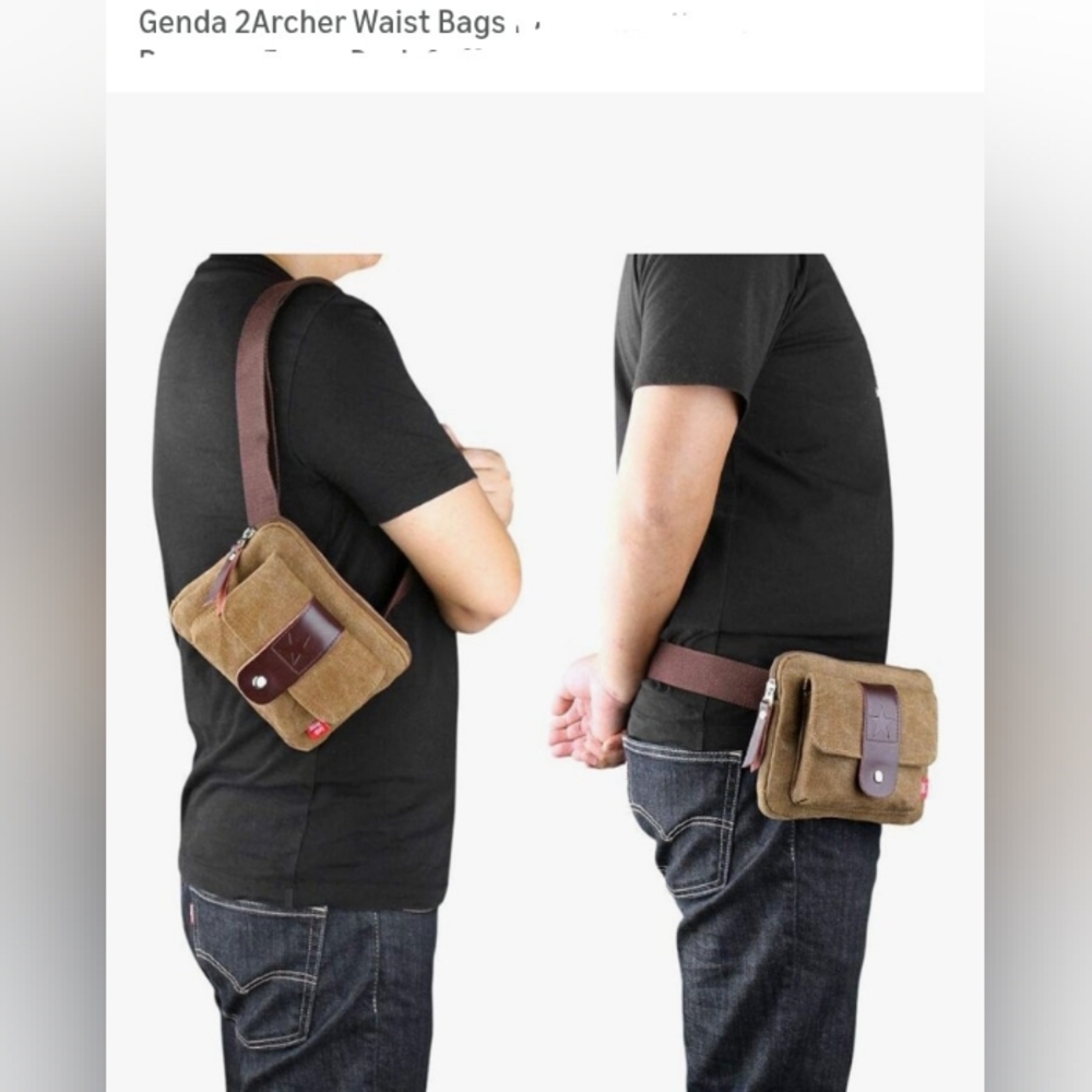 Genda 2 Archer Canvas Leather Fanny Pack - SMOKING PIPE BAG, New